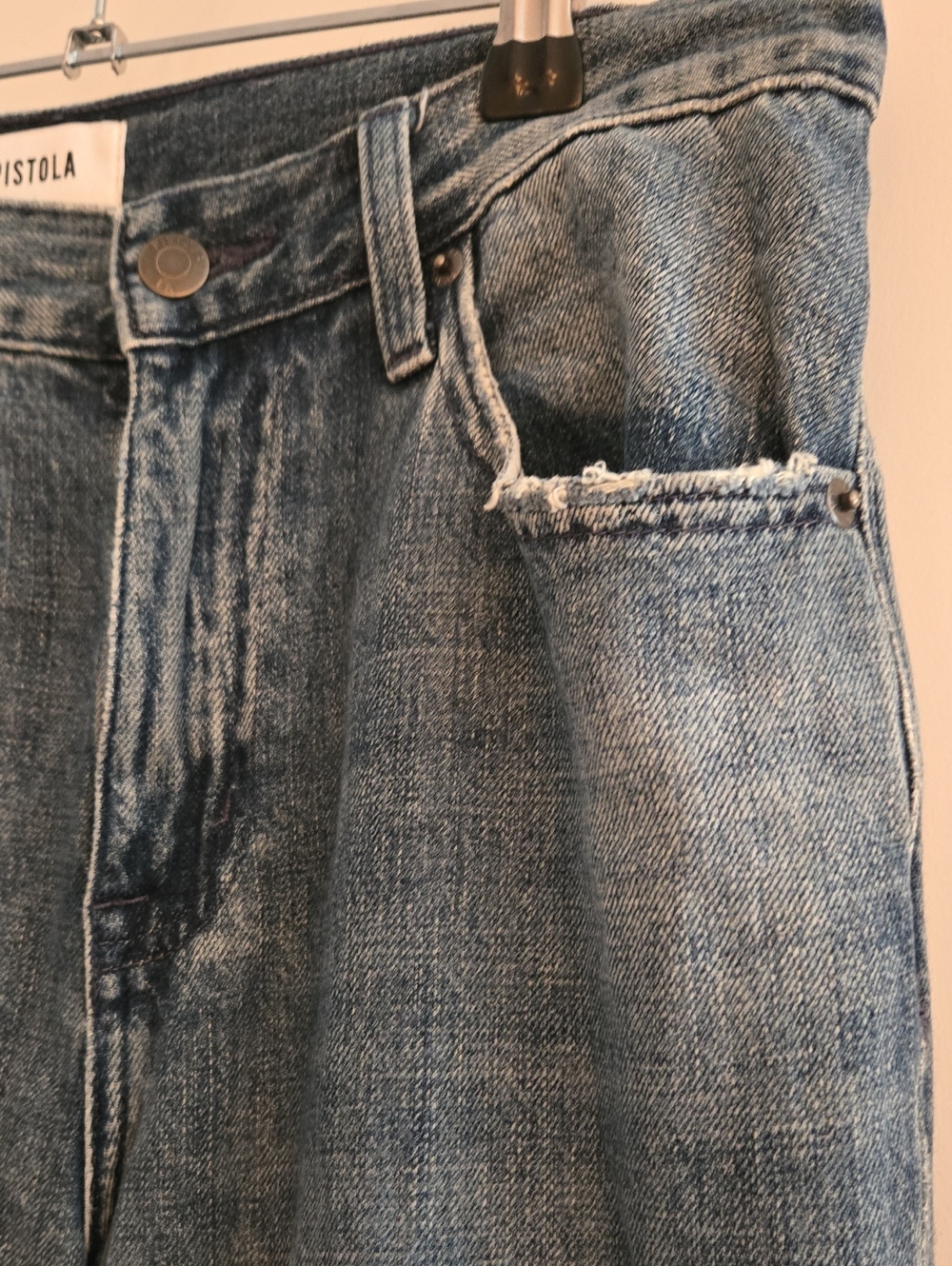 Pistola Bobbie Mid Rise Loose Straight Jeans 27 Marne Medium Blue Wash Denim - Picture 7 of 13